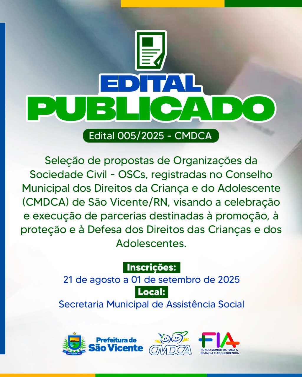 CHAMAMENTO PÚBLICO - CMDCA
